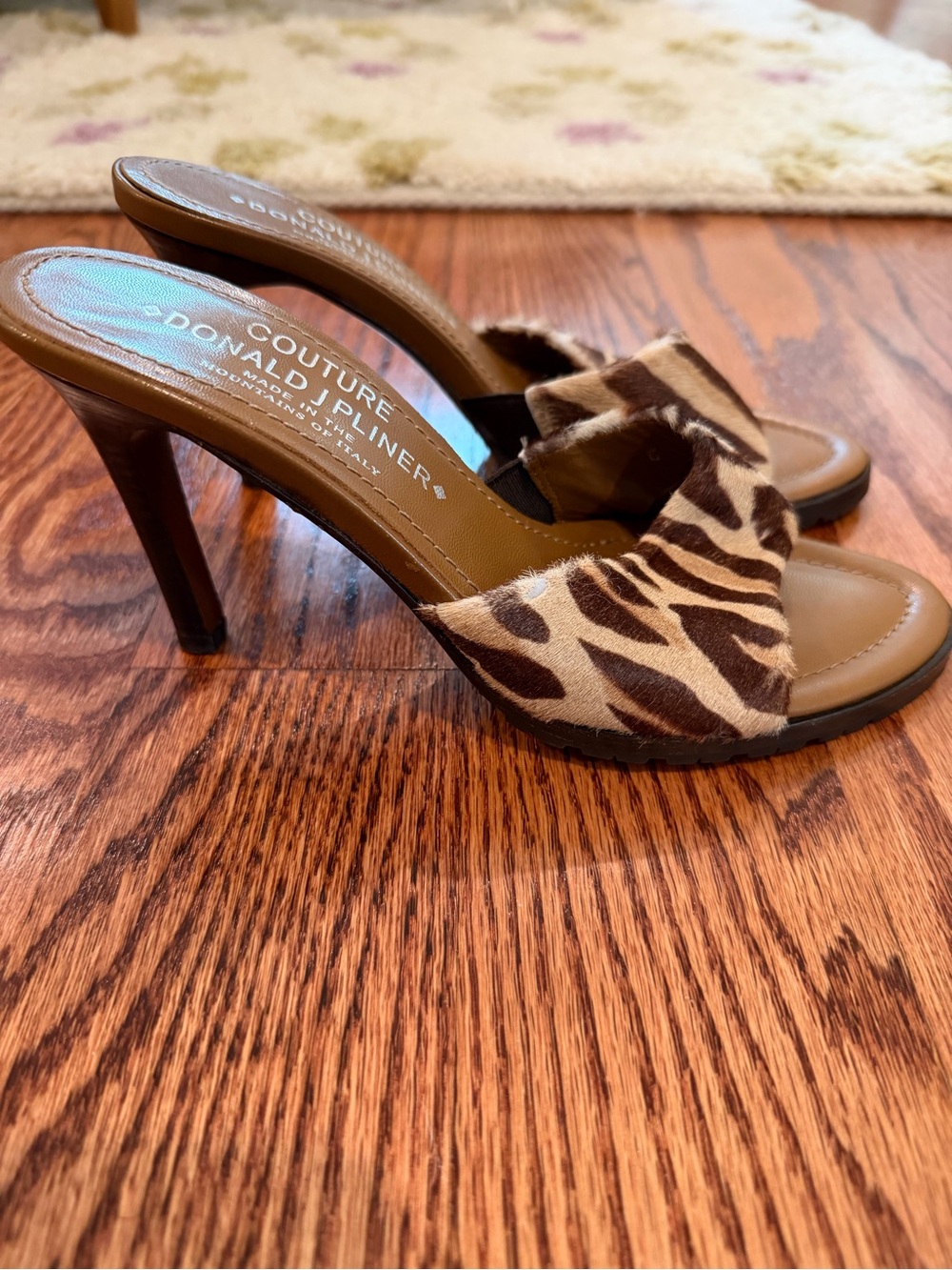 Donald J. Pliner Couture Calf Hair Animal-Print Slide Heels